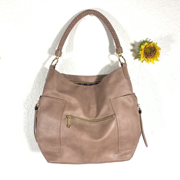 Miztigue Vegan Leather Handbag Shoulder Bag Grace Hobo Mauve Lilac Purse - Picture 3 of 16